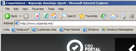 Croportal bookmarklet u Internet Exploreru
