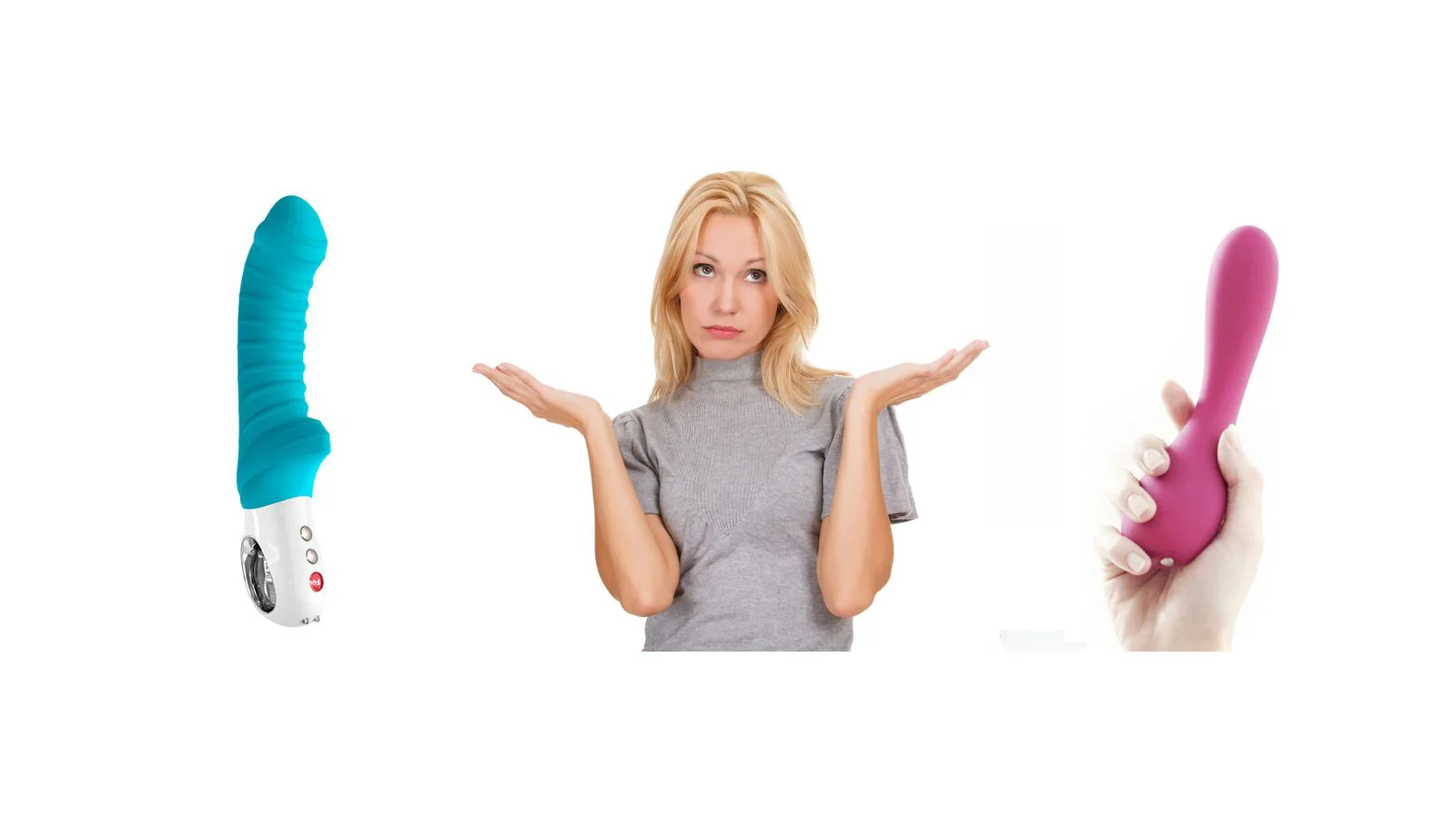 woman holding small pink vibrator